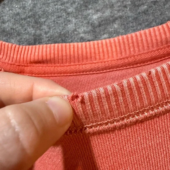 Aerie Sweatshirt womens Medium pink coral floral soft distressed oversized comfy - Picture 6 of 14